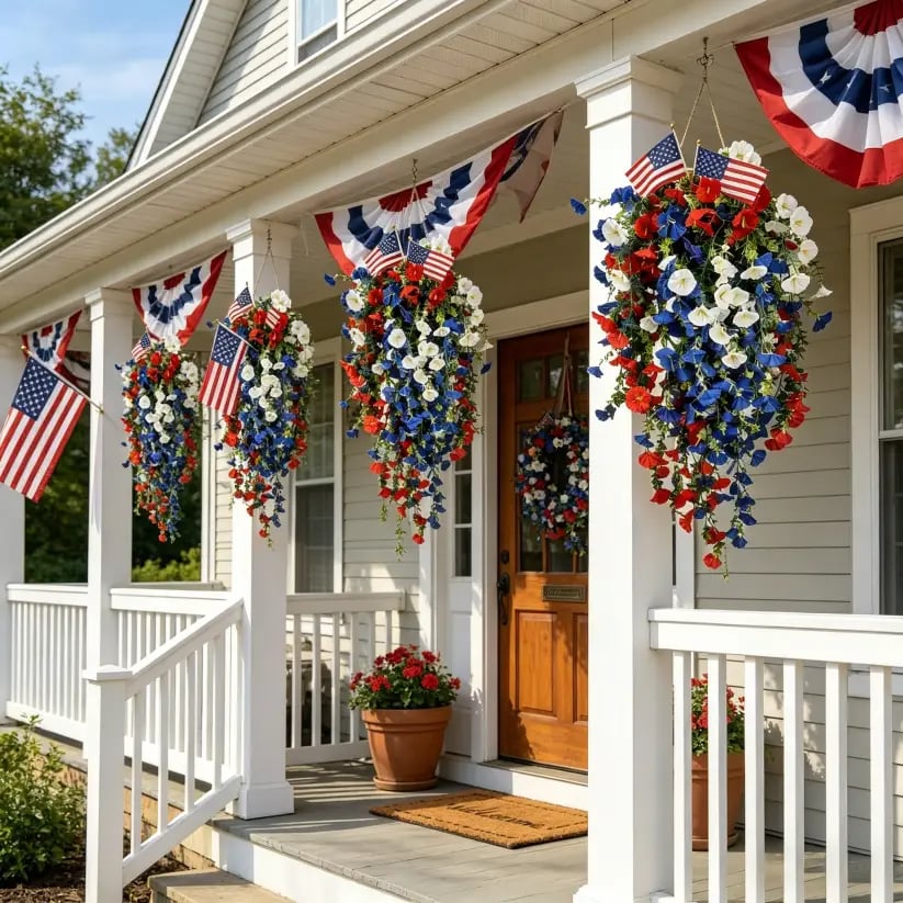 ✨ Celebrate America's 250th Anniversary with Patriotic Hanging Flower Baskets