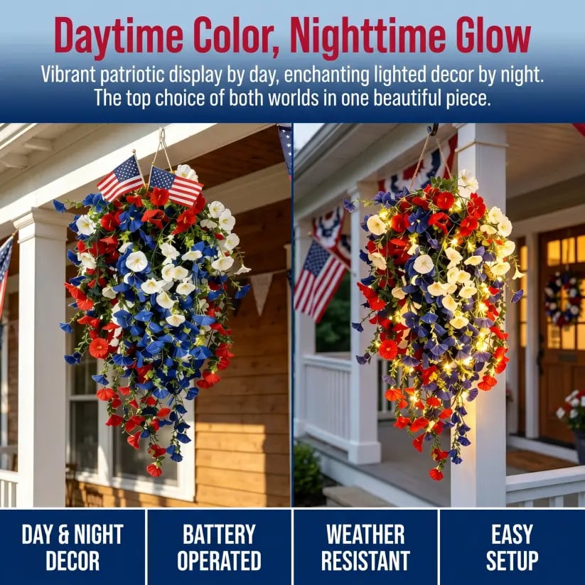 ✨ Celebrate America's 250th Anniversary with Patriotic Hanging Flower Baskets