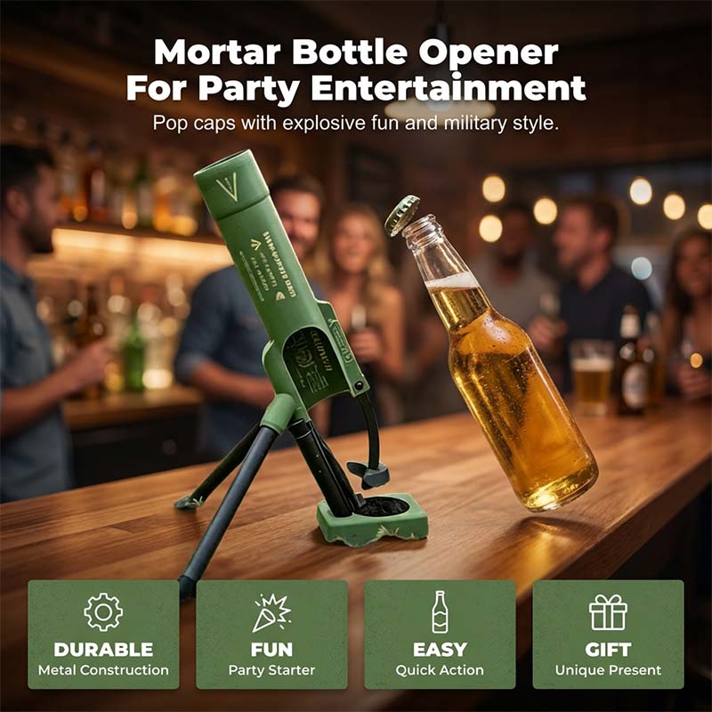 🔥LAST DAY 70% OFF🔥-🚀 51mm Beer Bottle Mortar Bottle Opener 🍻– Novelty Cap-Launching Desk & Bar Accessory🔥